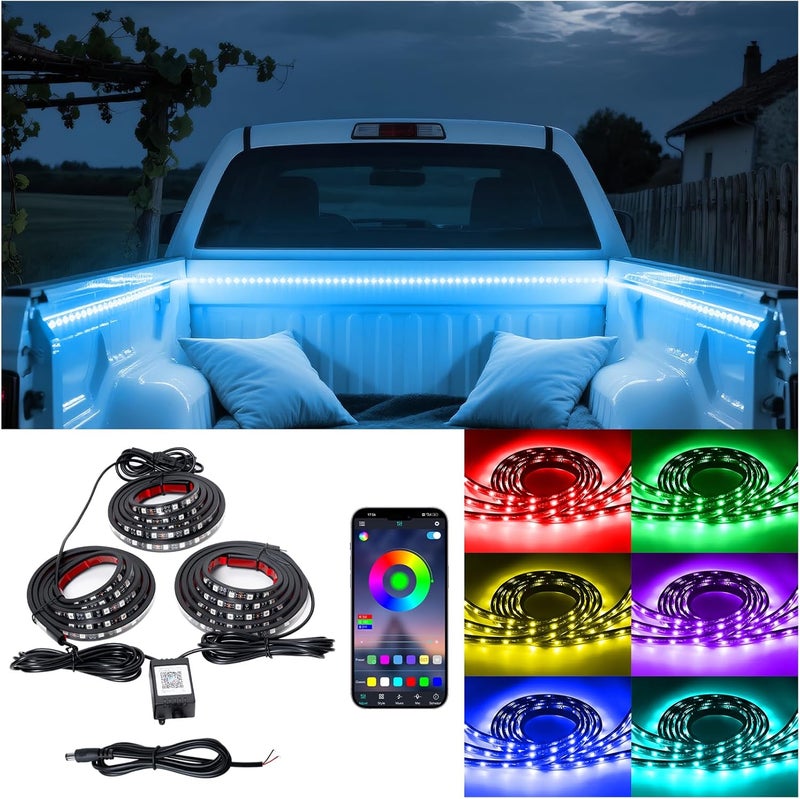Ligrel 3PCS 60" RGB Truck Bed Light Strip Kit Remote Controlled Color Changing LED Bars with Music Sync, IP67 Waterproof for Pickup Trucks, SUVs, RVs & Boats - Image 1